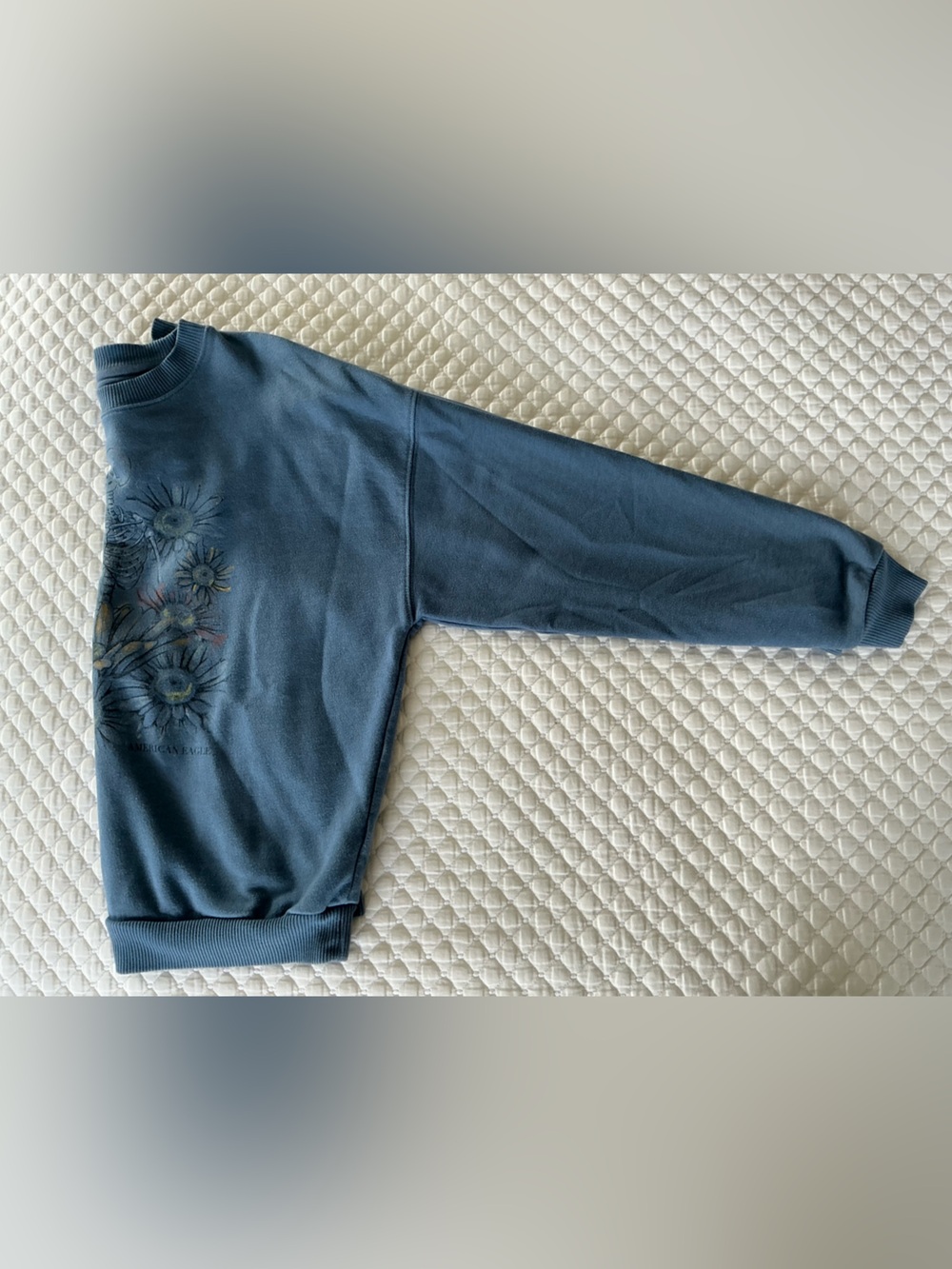 American Eagle Outfitters Dusty Blue Skeleton & Floral Crewneck Sweatshirt M - Picture 7 of 11